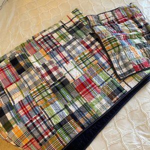 Pottery Barn Kids Madras TWIN quilt and 1 pillow sham